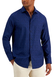 Alfani Men's Regular-Fit Medallion-Print Shirt, Created for Macy's - Navy Cbo