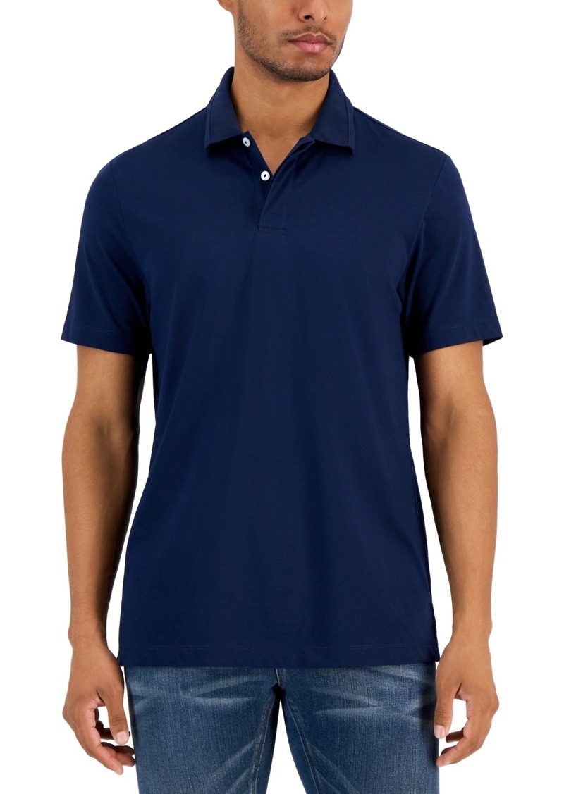 Alfani Men's Regular-Fit Mercerized Polo Shirt, Created for Macy's - Neo Navy