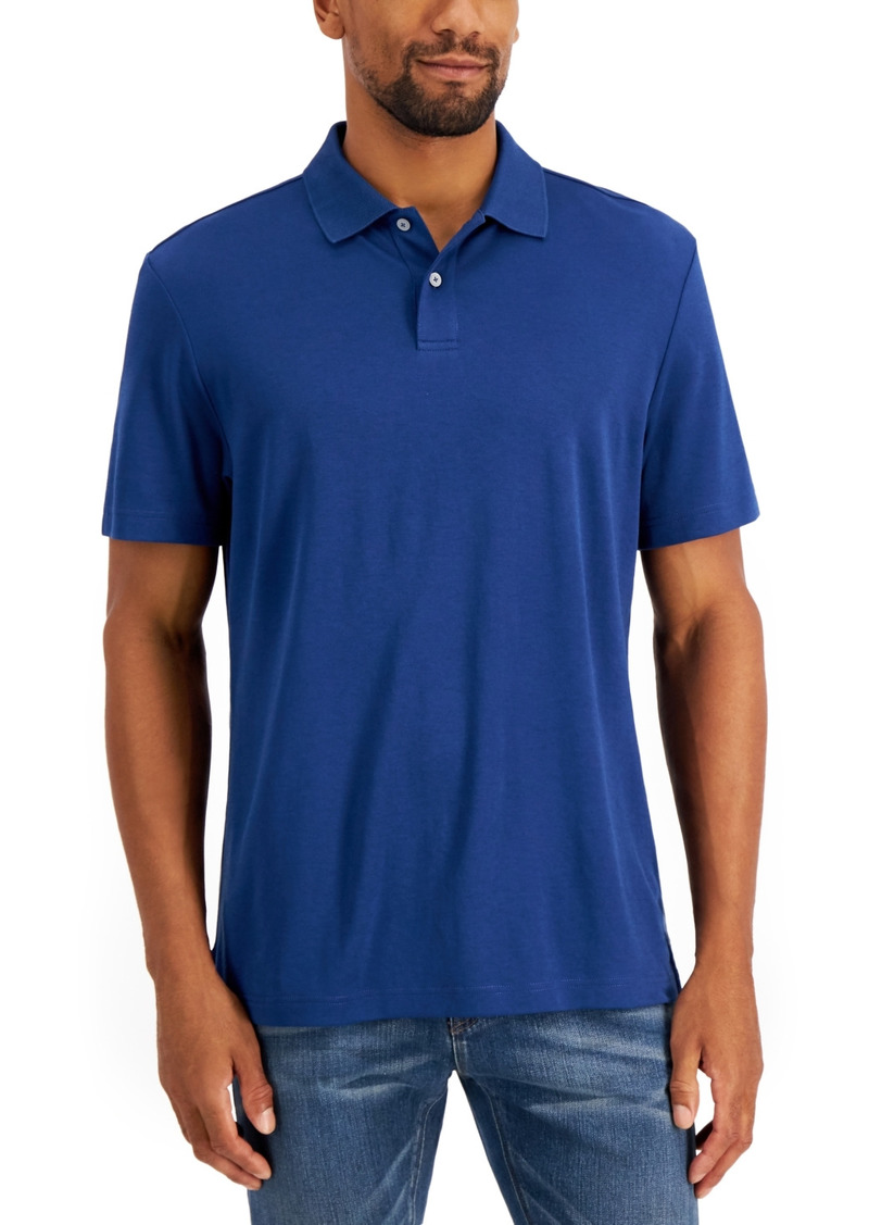 Alfani Men's Regular-Fit Solid Supima Blend Cotton Polo Shirt, Created for Macy's - Navy On Navy