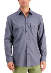 Alfani Men's Regular-Fit Solid Shirt, Created for Macy's - Dress Blue