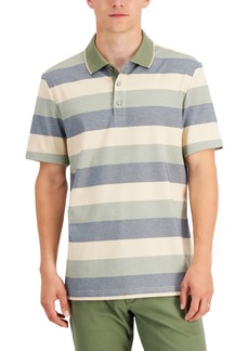 Alfani Men's Regular-Fit Striped Supima Blend Polo Shirt, Created for Macy's - Sage Cbo