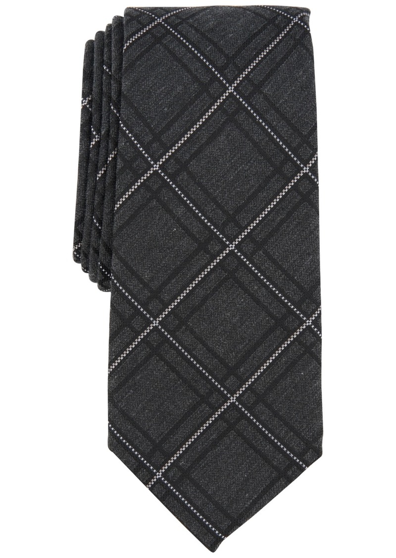 Alfani Men's Rocky Grid Tie, Created for Macy's - Charcoal