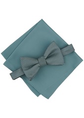 Alfani Men's Sawyer Solid Bow Tie & Textured Pocket Square Set, Created for Macy's - Mint