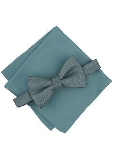 Alfani Men's Sawyer Solid Bow Tie & Textured Pocket Square Set, Created for Macy's - Mint