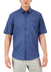Alfani Men's Short-Sleeve Modern Stretch Dobby Shirt, Created for Macy's - Grey Combo