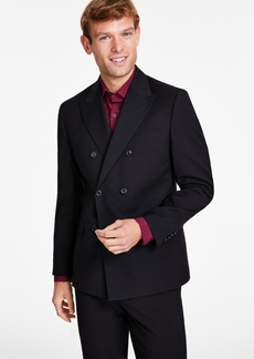 Alfani Men's Slim-Fit Double-Breasted Stripe Suit Jacket, Created for Macys - Black