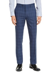 Alfani Men's Slim-Fit Stretch Navy Blue Plaid Suit Pants, Created for Macy's