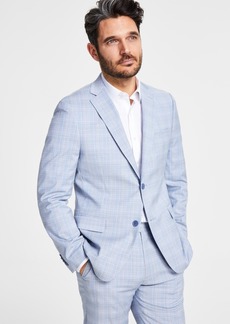 Alfani Men's Slim-Fit Stretch Solid Suit Jacket, Created for Macy's - Blue Plaid