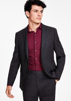 Alfani Men's Slim-Fit Windowpane Check Suit Jacket, Created for Macy's - Grey/burgundy
