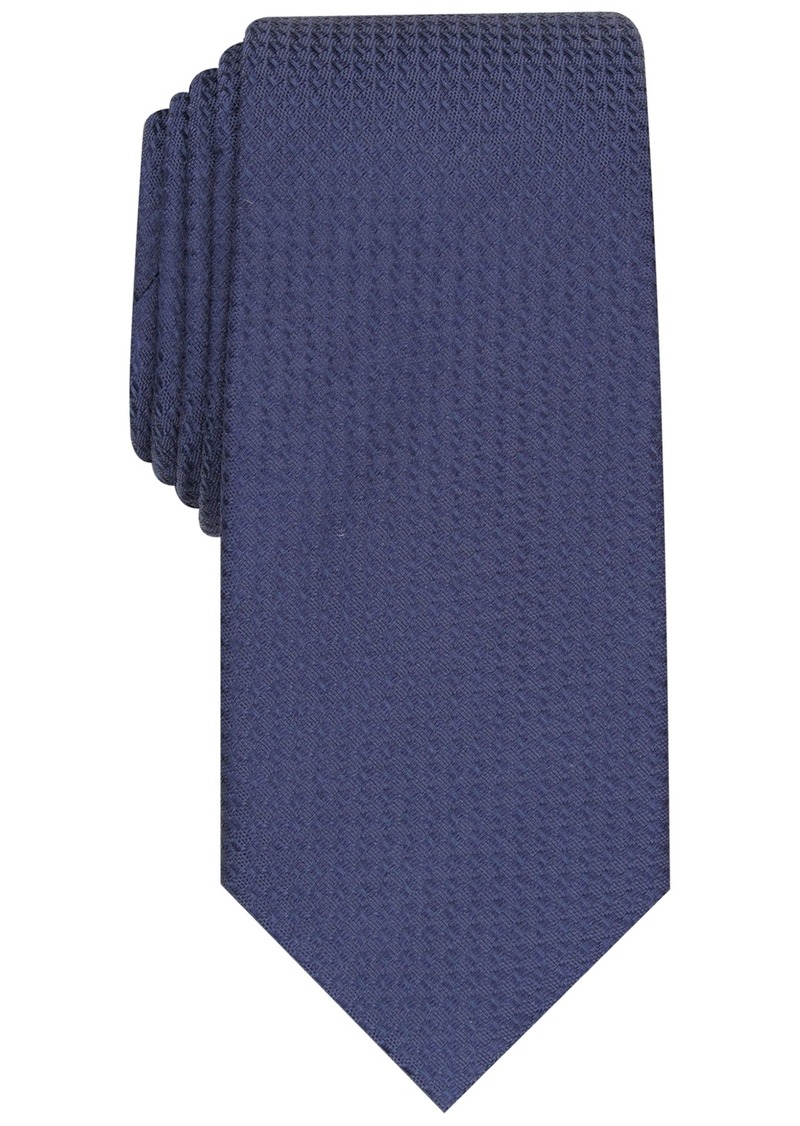 Alfani Men's Slim Textured Tie, Created for Macy's - Navy