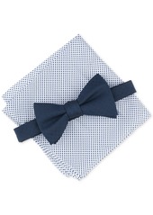 Alfani Men's Solid Bow Tie & Textured Pocket Square Set, Created for Macy's - Onyx