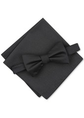 Alfani Men's Solid Texture Pocket Square and Bowtie, Created for Macy's - Black/White