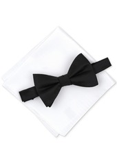 Alfani Men's Solid Texture Pocket Square and Bowtie, Created for Macy's - Black