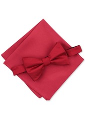 Alfani Men's Solid Texture Pocket Square and Bowtie, Created for Macy's - Red