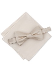 Alfani Men's Solid Texture Pocket Square and Bowtie, Created for Macy's - Black/White