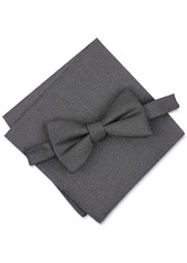 Alfani Men's Solid Textured Pre-Tied Bow Tie & Solid Textured Pocket Square Set, Created for Macy's - Burgundy