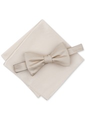 Alfani Men's Solid Textured Pre-Tied Bow Tie & Solid Textured Pocket Square Set, Created for Macy's - Burgundy