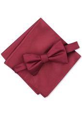 Alfani Men's Solid Textured Pre-Tied Bow Tie & Solid Textured Pocket Square Set, Created for Macy's - Burgundy