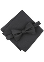 Alfani Men's Solid Textured Pre-Tied Bow Tie & Solid Textured Pocket Square Set, Created for Macy's