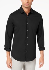 Alfani Men's Stretch Modern Solid Shirt, Created for Macy's - Deep Black