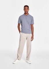 Alfani Men's Stretch Textured Stripe Jacquard Polo, Created for Macy's - Blue Shale