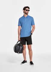 Alfani Men's Stretch Textured Stripe Jacquard Polo, Created for Macy's - Blue Shale