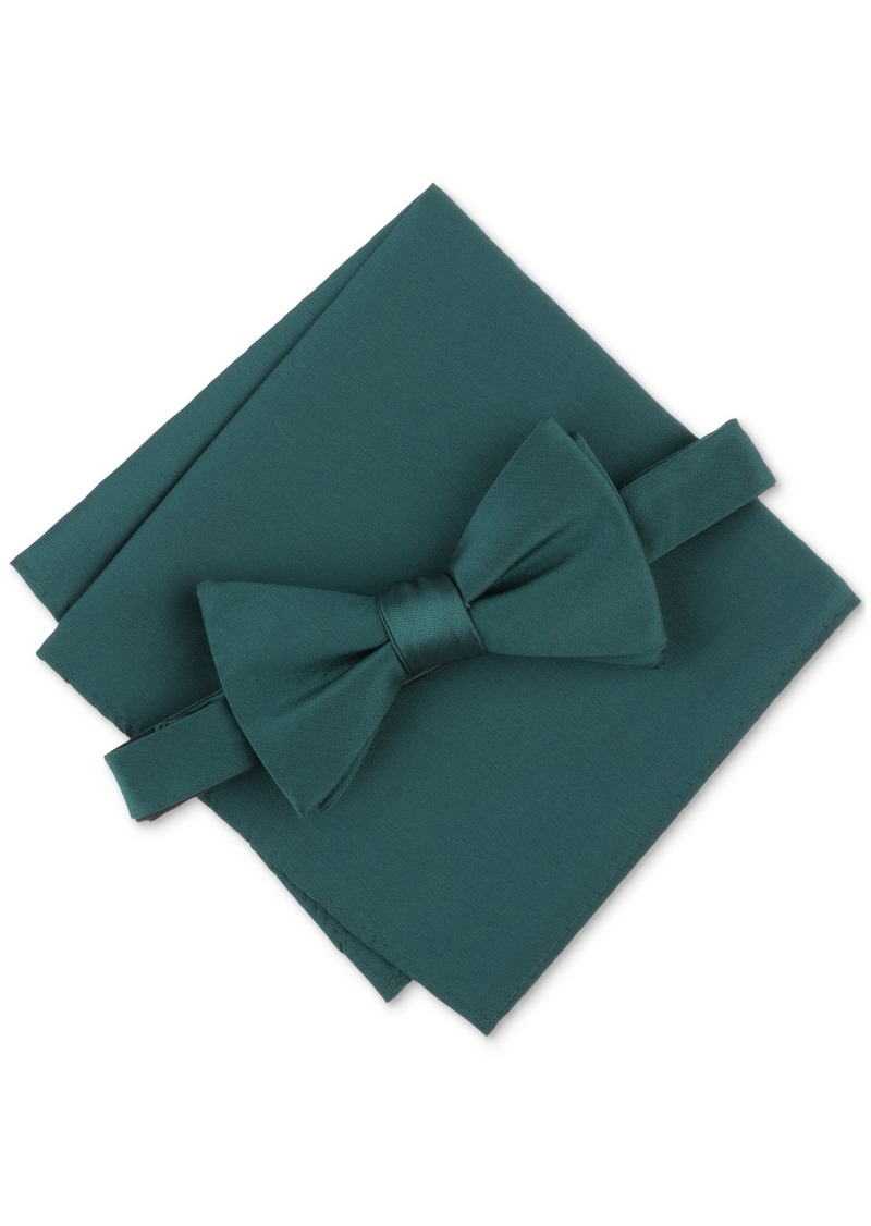 Alfani Men's Textured Bow Tie & Pocket Square Set, Created for Macy's - Hunter