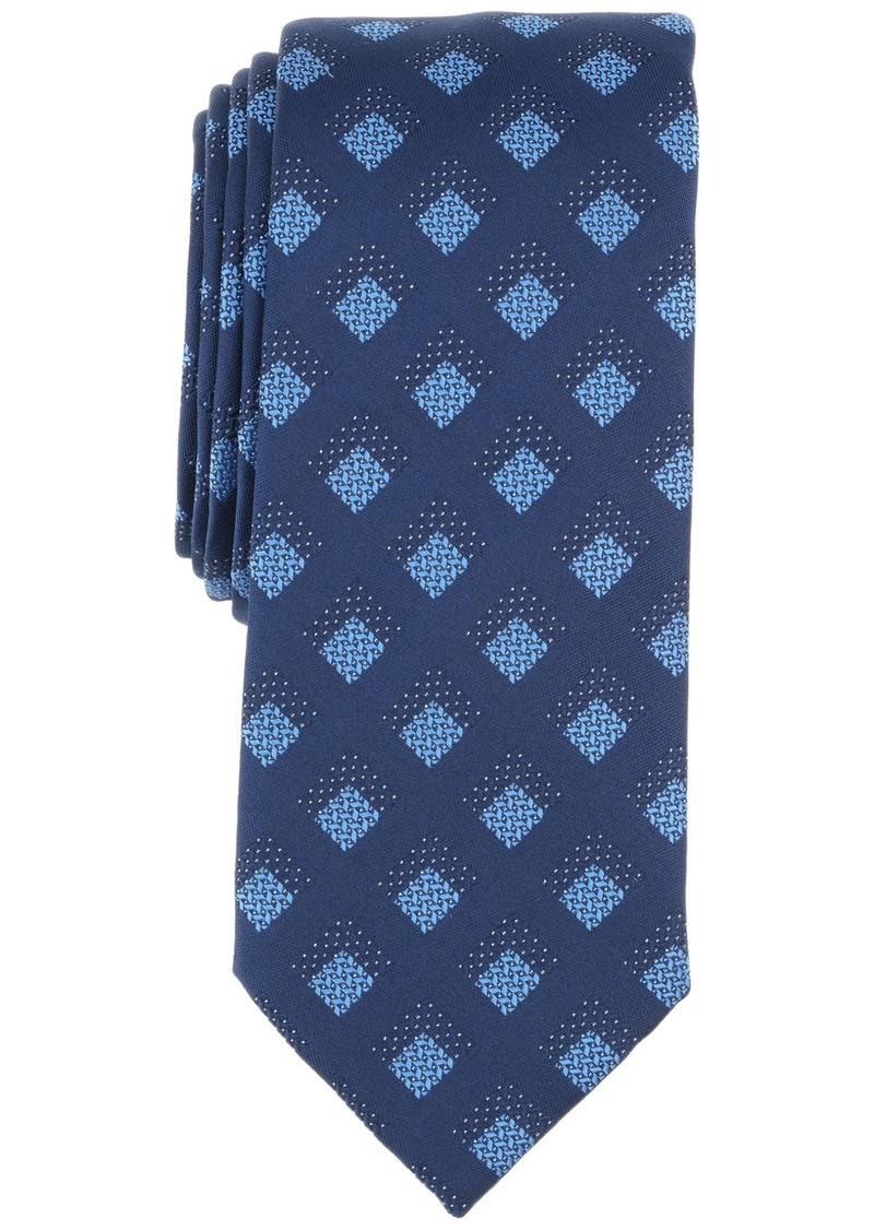 Alfani Men's Vail Square-Pattern Tie, Created for Macy's - Navy