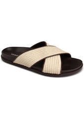 Alfani Men's Whitter Faux-Raffia Crossed Strap Sandals, Created for Macy's - Cream