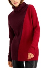 Alfani Petite Colorblocked Turtleneck Sweater, Created for Macy's