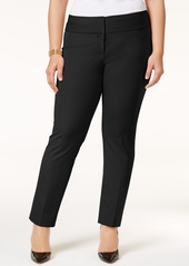 Alfani Plus & Petite Plus Size Slim Tummy-Control Pants, Created for Macy's - Deep Black