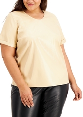 Alfani Plus Size Faux-Leather Top, Created for Macy's