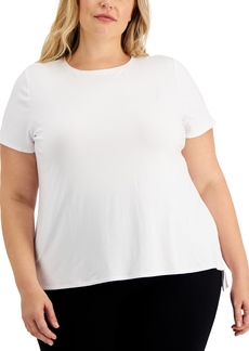 Alfani Plus Size Solid T-Shirt, Created for Macy's - Soft White