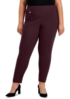 Alfani Plus Size Tummy-Control Pull-On Skinny Pants, Created for Macy's - Rich Malbec