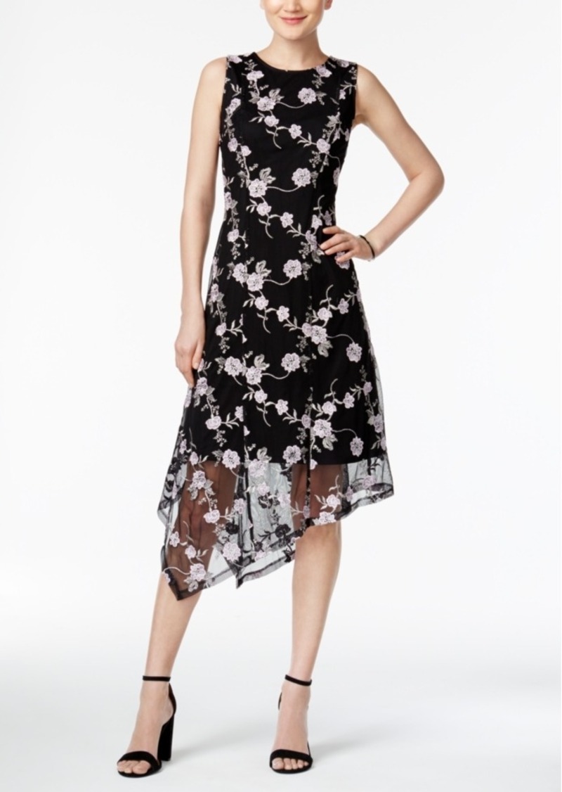 SALE! Alfani Alfani Prima Embroidered Asymmetrical Dress, Created for Macy&#39;s