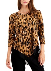 Alfani Printed Pointed-Hem Top, Created for Macy's