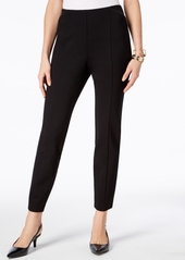Alfani Pull-On Faux Leather Trim Skinny Knit Pants, Created for Macy's