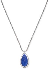 Alfani Silver-Tone Blue Teardrop Pendant Necklace, 36" + 3" extender, Created for Macy's