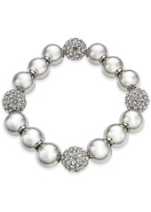 Alfani Silver-Tone Pave Ball Stretch Bracelet, Created for Macy's