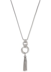 Alfani Silver-Tone Pave Hoop & Chain Tassel Pendant Necklace, 28" + 2" extender, Created for Macy's
