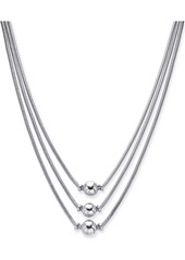 Alfani Silver-Tone Sphere Three-Row Necklace, 17" + 2" extender, Created for Macy's