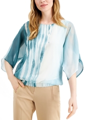 Alfani Smocked Tie-Dyed Top, Created for Macy's