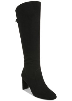 Alfani Women's Adelayde Knee High Thin Block-Heel Dress Boots, Created for Macy's - Black Micro