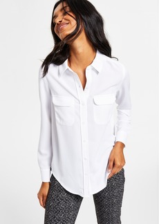 Alfani Women's Button-Front Shirt, Created for Macy's - Bright White