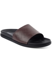 Alfani Atlas Mens Faux Leather Flat Slide Sandals