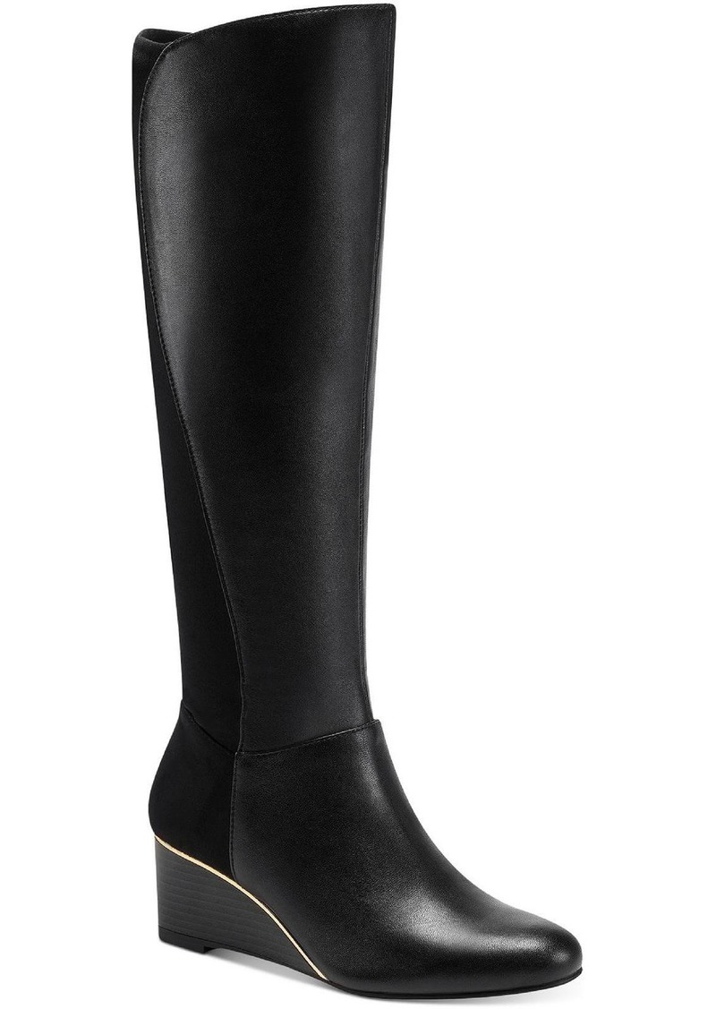 Alfani Beverly Womens Leather Wedge Boots