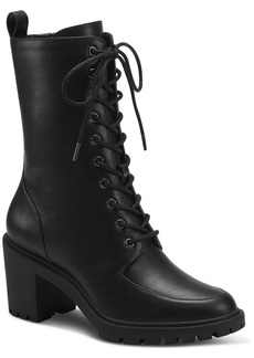 Alfani Blaire Womens Faux Leather Round Toe Combat & Lace-up Boots