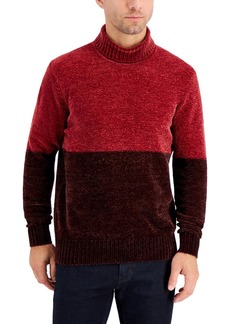 Alfani Equator Mens Chenille Colorblock Turtleneck Sweater