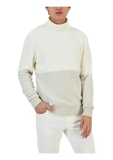 Alfani Equator Mens Chenille Colorblock Turtleneck Sweater