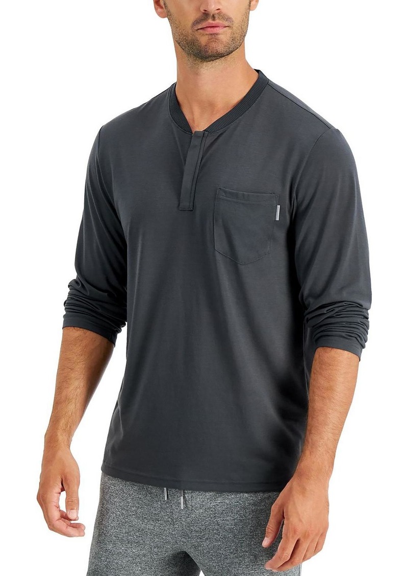 Alfani Mens 1/4 Zip Pocket Henley Shirt